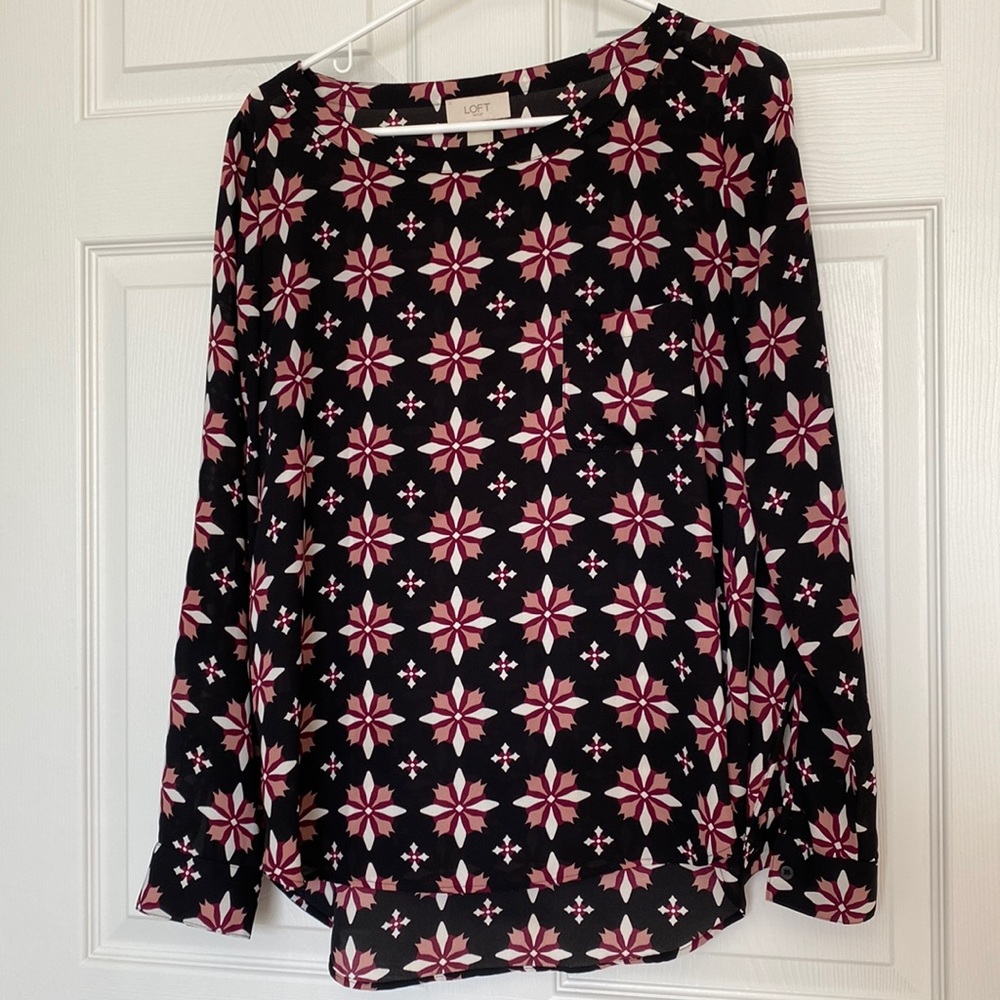 Rolled up printed chiffon long sleeves from The Loft
